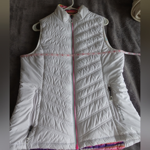 Sunice Reversible versatile Padded Puffer Vest White & Rainbow Colorful Chevron - Picture 10 of 12